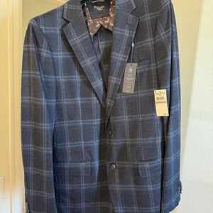 Original Penguin Lightweight Men's Blue Plaid Blazer Sport Coat 42 Long